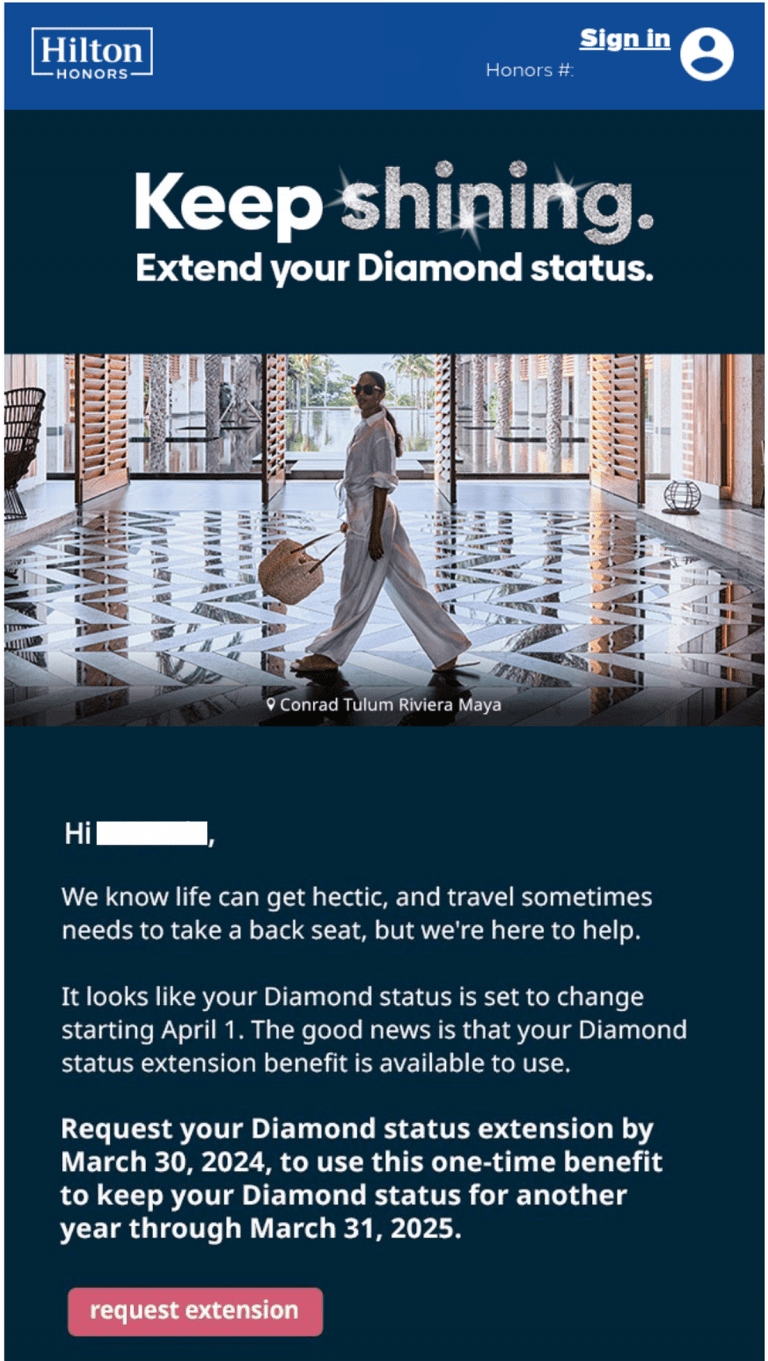 Hilton Honors Diamond Status Extensions For 2024